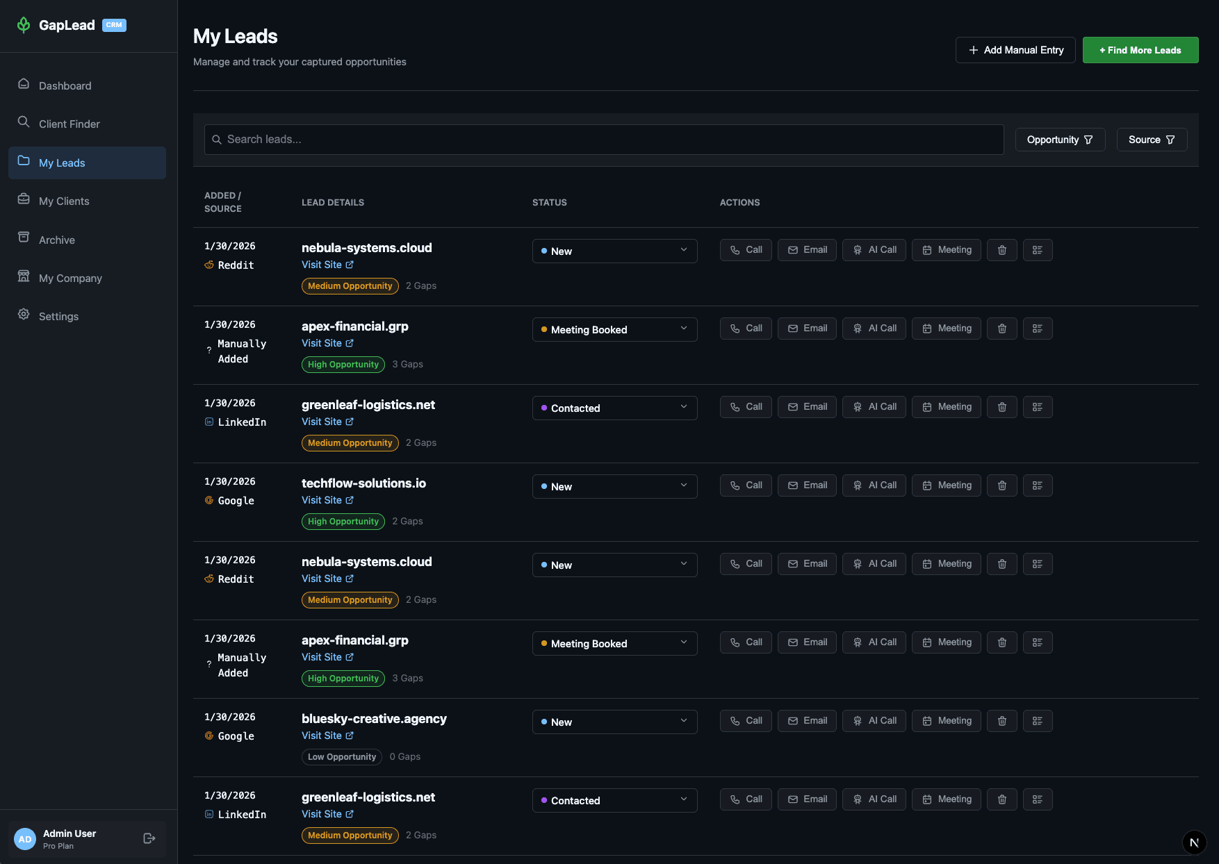 GapLead Results - Verified Leads